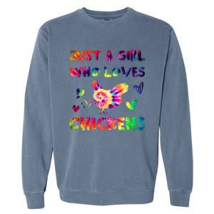 Just A Girl Who Loves Chickens Girl Farmer (3) Garment-Dyed Sweatshirt