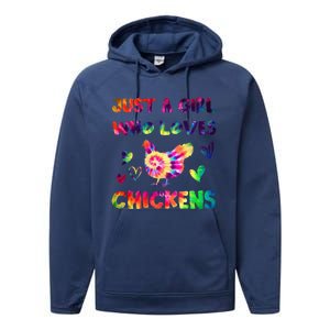 Just A Girl Who Loves Chickens Girl Farmer (3) Performance Fleece Hoodie