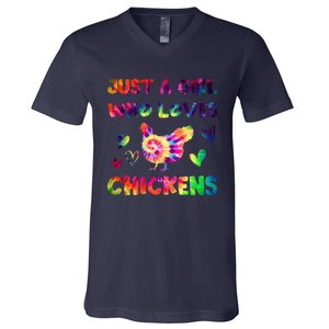 Just A Girl Who Loves Chickens Girl Farmer (3) V-Neck T-Shirt