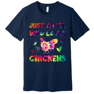 Just A Girl Who Loves Chickens Girl Farmer (3) Premium T-Shirt