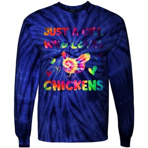 Just A Girl Who Loves Chickens Girl Farmer (3) Tie-Dye Long Sleeve Shirt