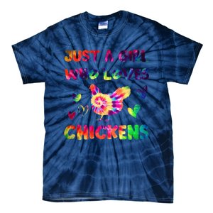 Just A Girl Who Loves Chickens Girl Farmer (3) Tie-Dye T-Shirt