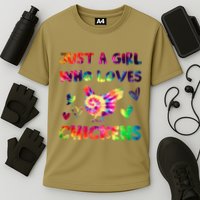 Just A Girl Who Loves Chickens Girl Farmer (3) Cooling Performance Crew T-Shirt