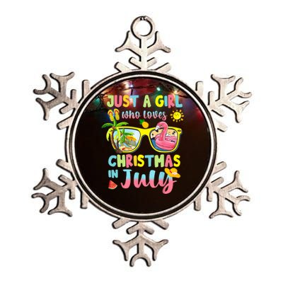 Just A Girl Who Loves Christmas In July Summer Wo Metallic Star Ornament