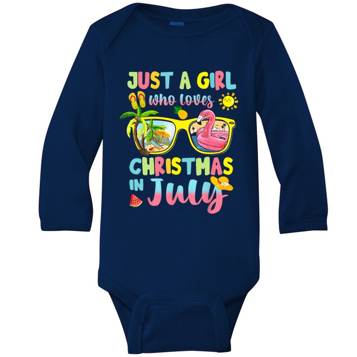 Just A Girl Who Loves Christmas In July Summer Wo Baby Long Sleeve Bodysuit