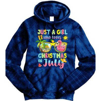 Just A Girl Who Loves Christmas In July Summer Wo Tie Dye Hoodie