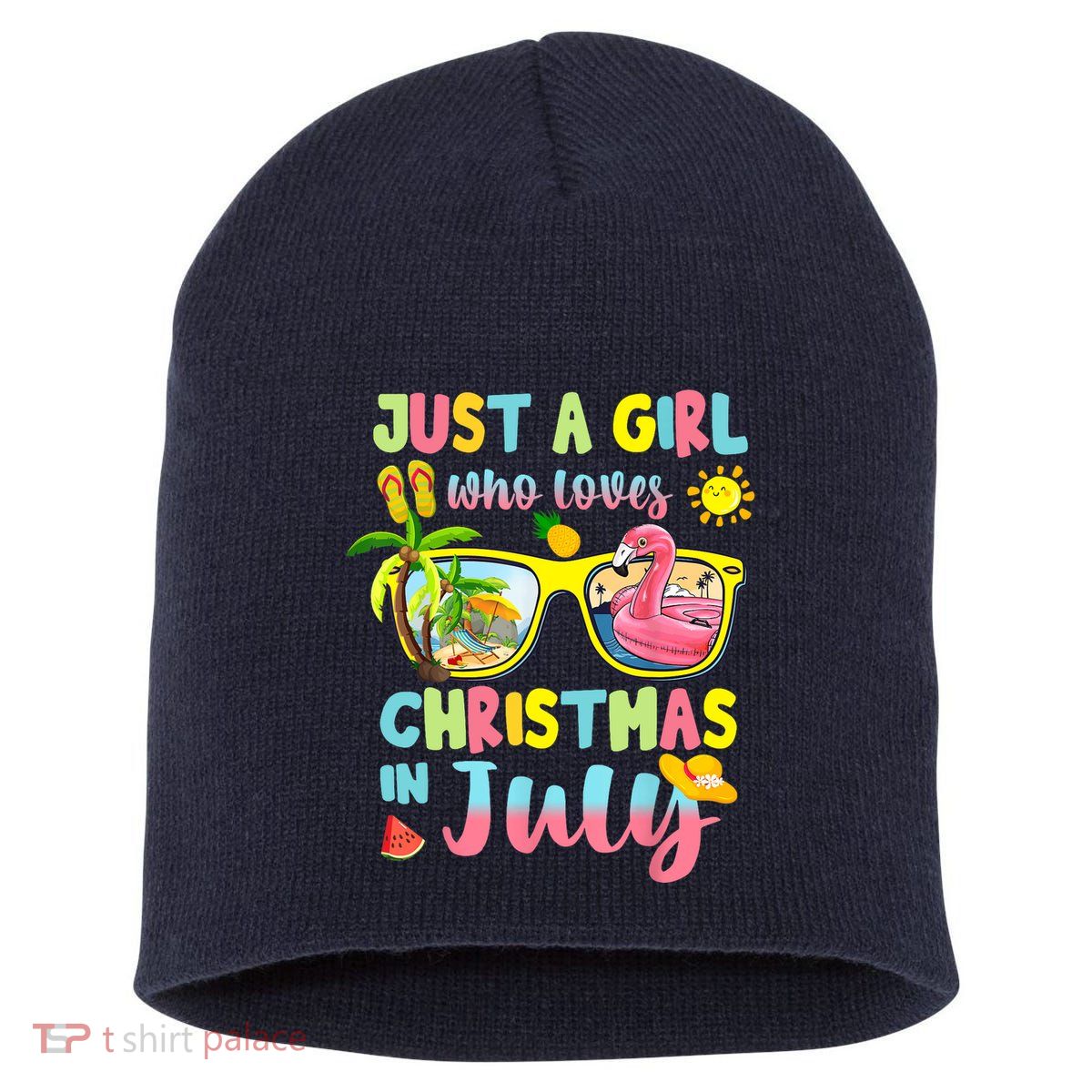 Just A Girl Who Loves Christmas In July Summer Wo Short Acrylic Beanie