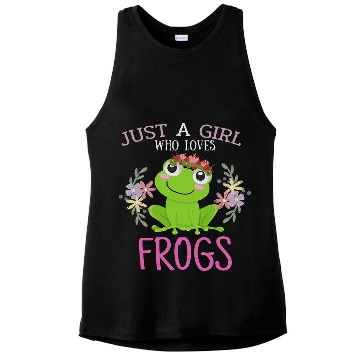Just A Girl Who Loves Frogs Frogs Lover Ladies PosiCharge Tri-Blend Wicking Tank