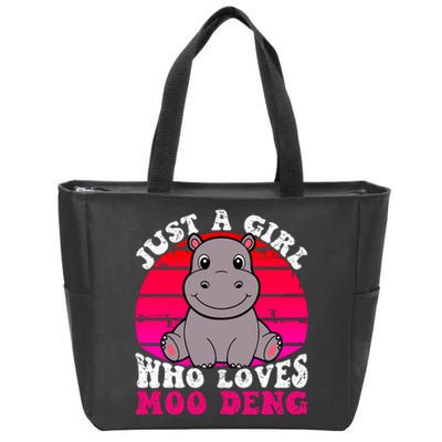 Just A Girl Who Loves Moo Deng Cute Baby Hippo Quote Zip Tote Bag