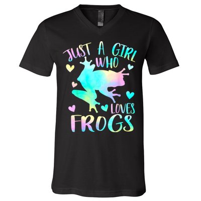 Just A Girl Who Loves Frogs Cute Frog Lover Teen Girls V-Neck T-Shirt