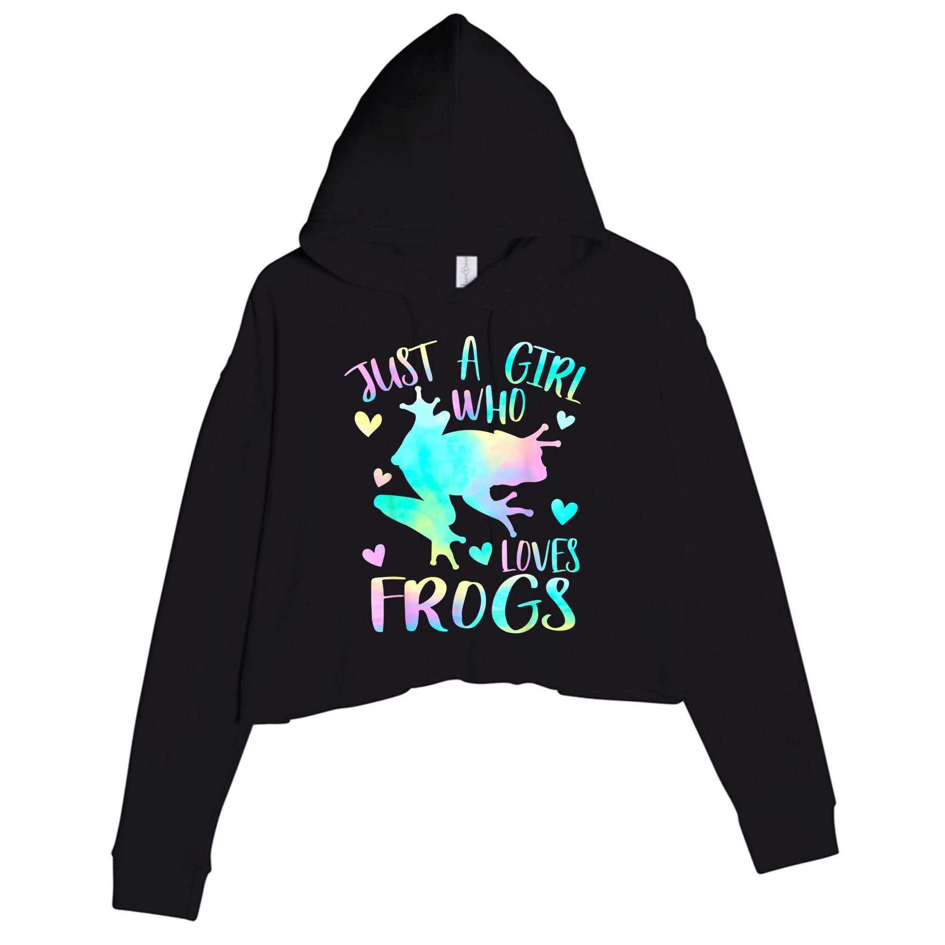 Just A Girl Who Loves Frogs Cute Frog Lover Teen Girls Crop Fleece Hoodie