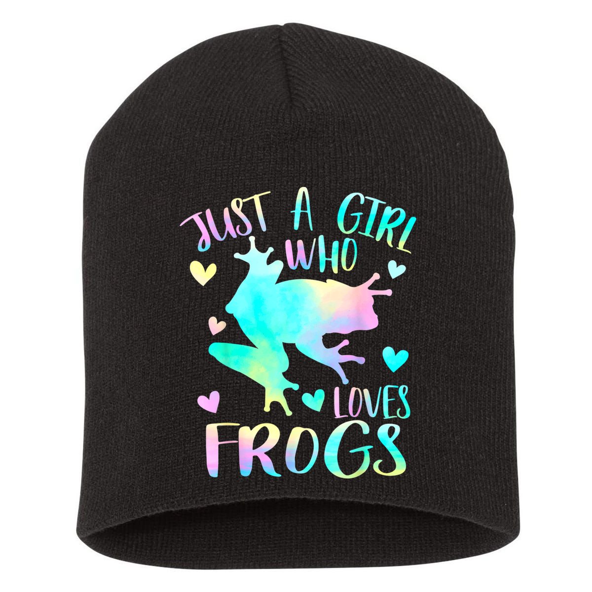 Just A Girl Who Loves Frogs Cute Frog Lover Teen Girls Short Acrylic Beanie