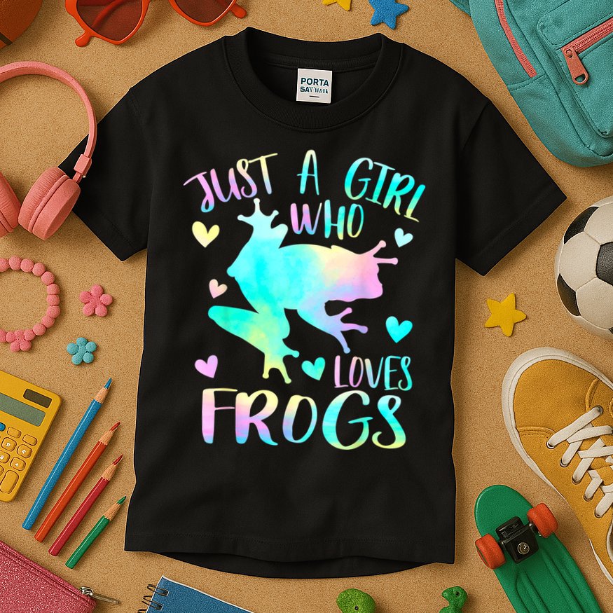 Just A Girl Who Loves Frogs Cute Frog Lover Teen Girls Kids T-Shirt