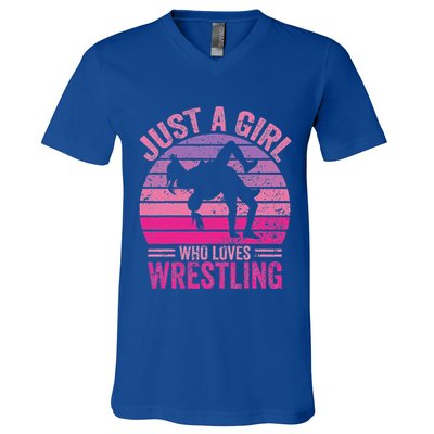 Just A Girl Who Loves Wrestling V-Neck T-Shirt