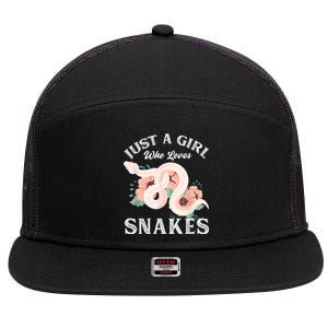 Just A Girl Who Loves Snakes 7 Panel Mesh Trucker Snapback Hat