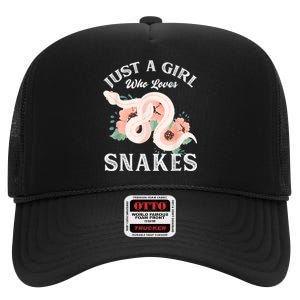 Just A Girl Who Loves Snakes High Crown Mesh Back Trucker Hat