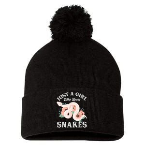 Just A Girl Who Loves Snakes Pom Pom 12in Knit Beanie