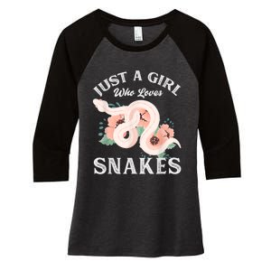 Just A Girl Who Loves Snakes Women's Tri-Blend 3/4-Sleeve Raglan Shirt