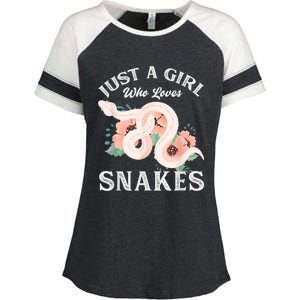 Just A Girl Who Loves Snakes Enza Ladies Jersey Colorblock Tee