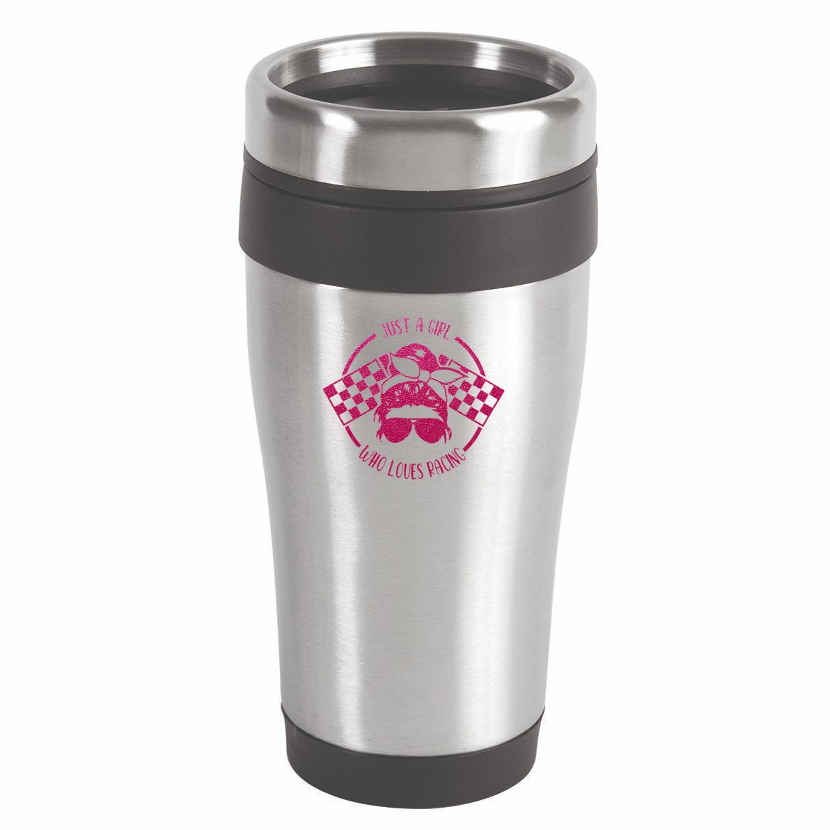 Just A Girl Who Loves Racing Race Day Checkered Flags Gift 16oz Travel Tumbler