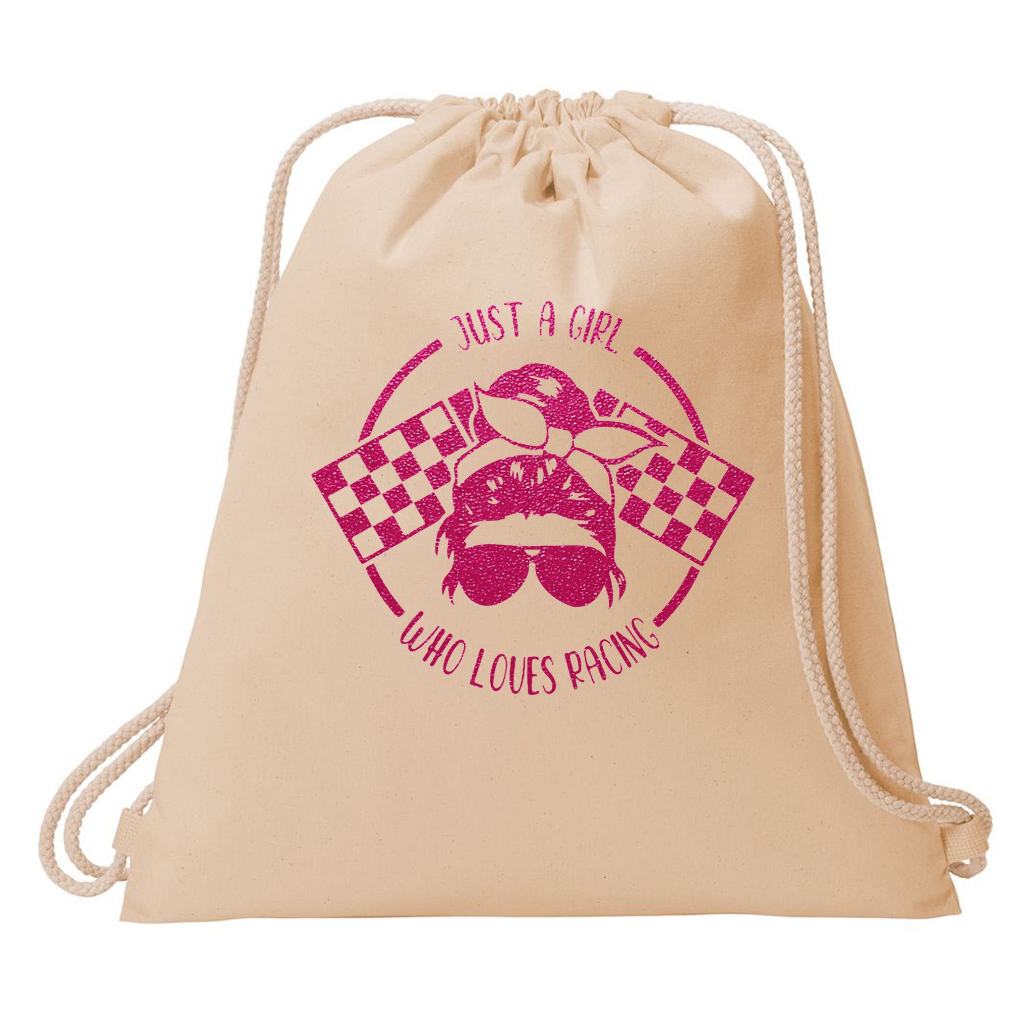 Just A Girl Who Loves Racing Race Day Checkered Flags Gift Drawstring Bag