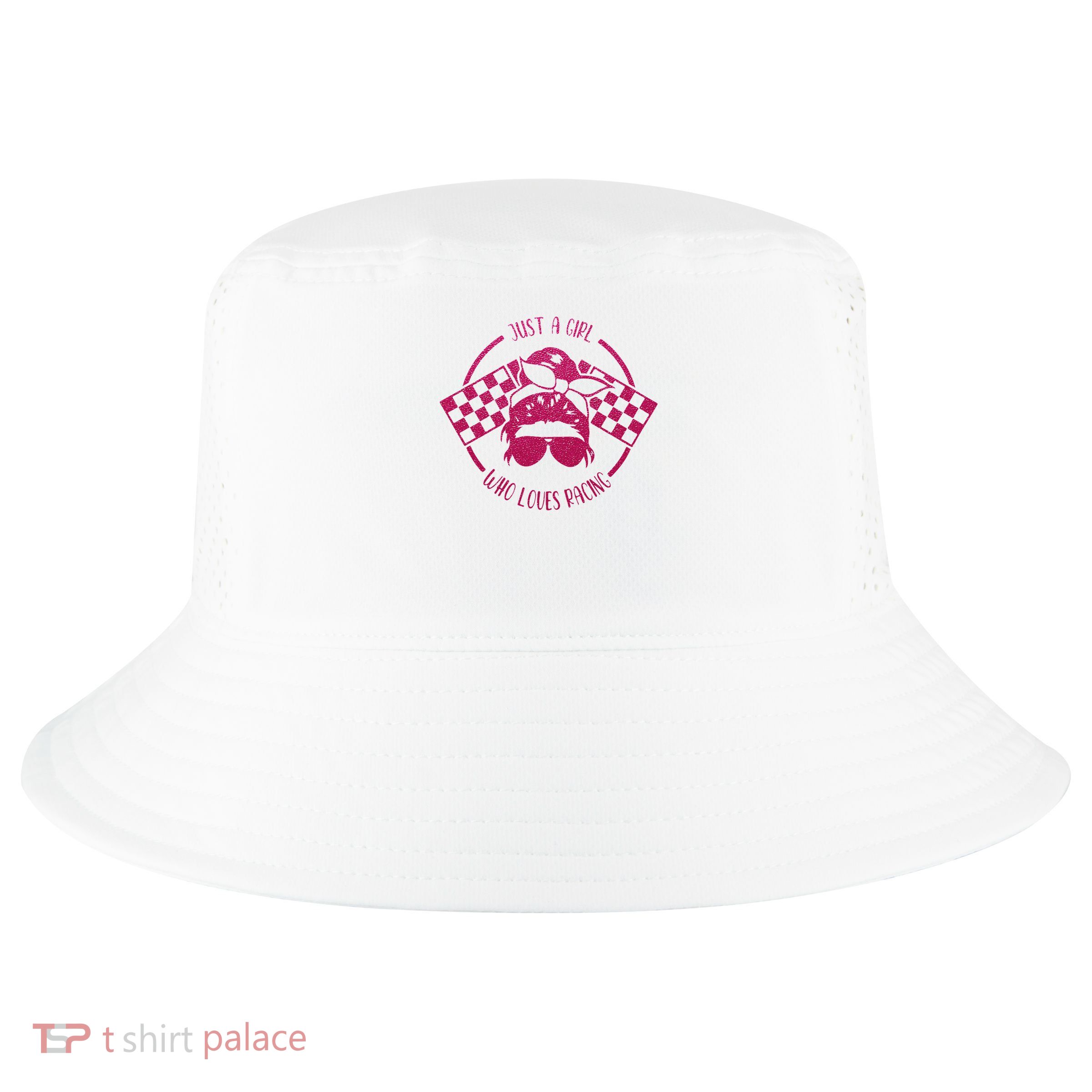Just A Girl Who Loves Racing Race Day Checkered Flags Gift Cool Comfort Performance Bucket Hat