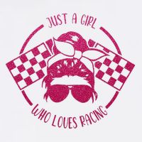Just A Girl Who Loves Racing Race Day Checkered Flags Gift Cooling Performance Crew T-Shirt
