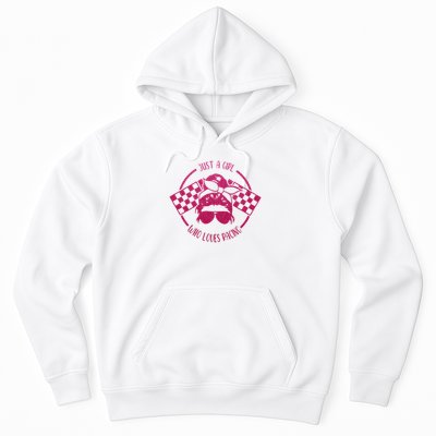 Just A Girl Who Loves Racing Race Day Checkered Flags Gift Hoodie