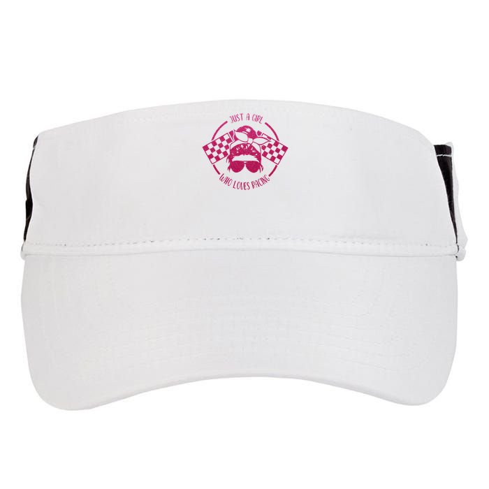 Just A Girl Who Loves Racing Race Day Checkered Flags Gift Adult Drive Performance Visor