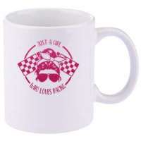 Just A Girl Who Loves Racing Race Day Checkered Flags Gift 11oz C Handle Ceramic Mug