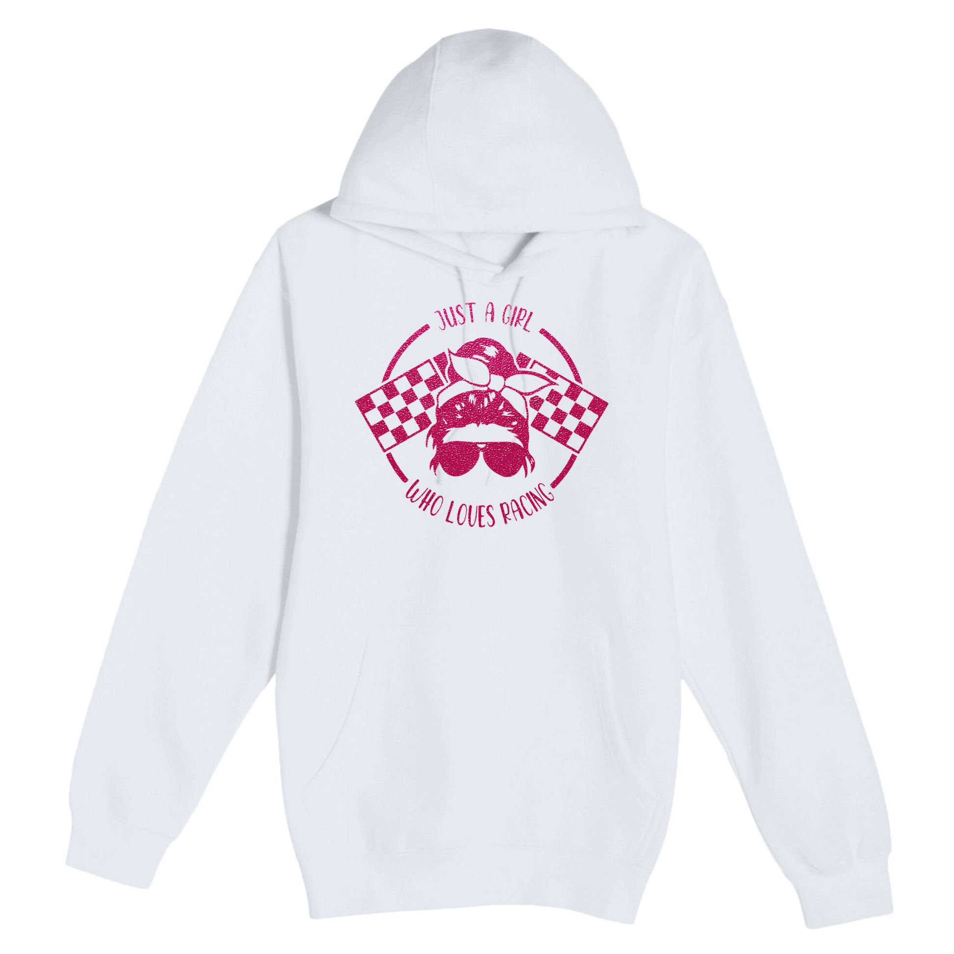 Just A Girl Who Loves Racing Race Day Checkered Flags Gift Premium Pullover Hoodie