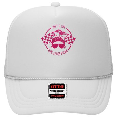 Just A Girl Who Loves Racing Race Day Checkered Flags Gift Trucker Hat
