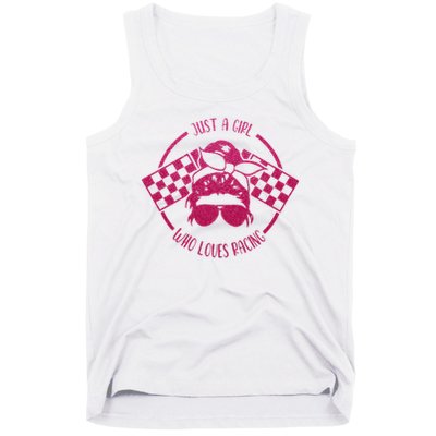 Just A Girl Who Loves Racing Race Day Checkered Flags Gift Tank Top
