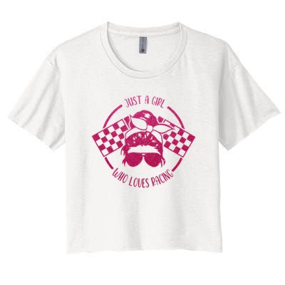 Just A Girl Who Loves Racing Race Day Checkered Flags Gift Crop Top