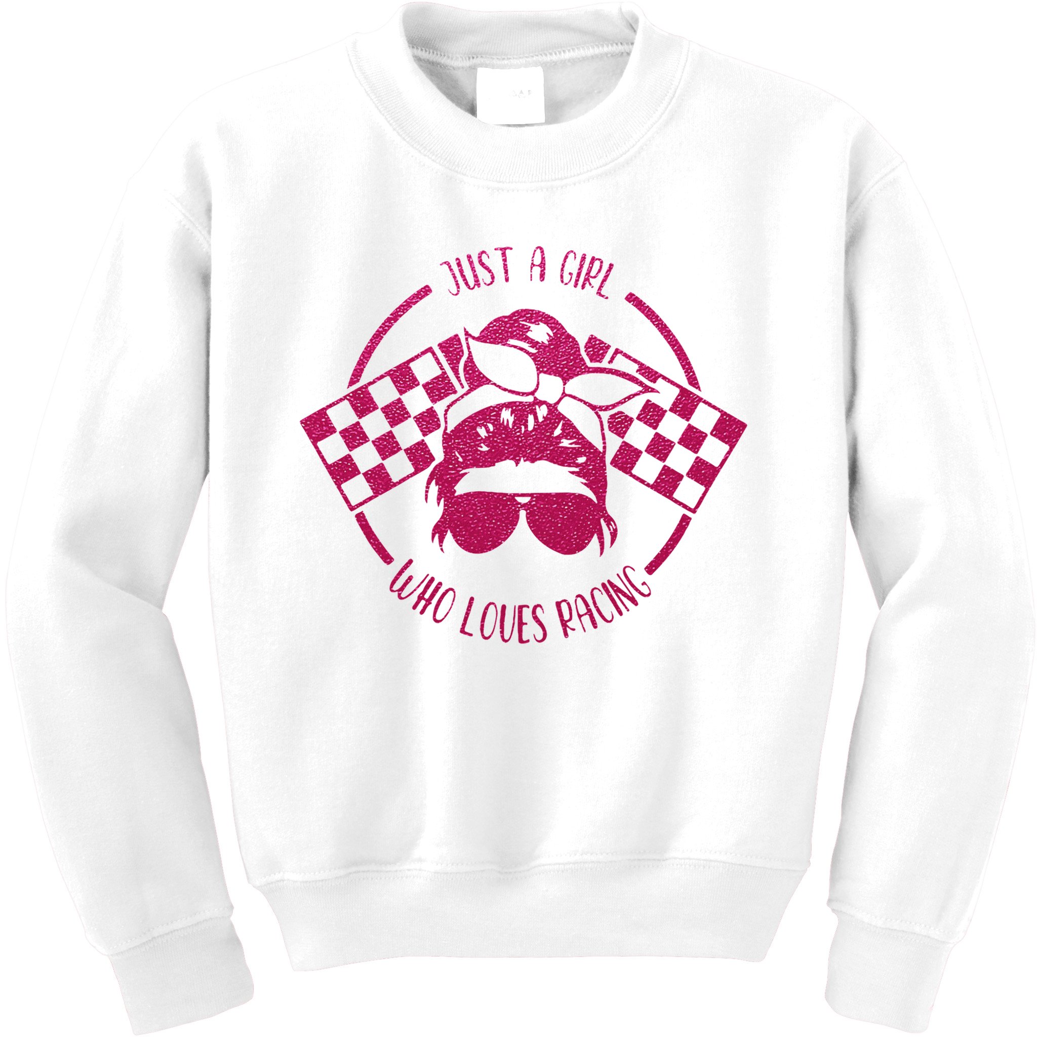 Just A Girl Who Loves Racing Race Day Checkered Flags Gift Kids Sweatshirt