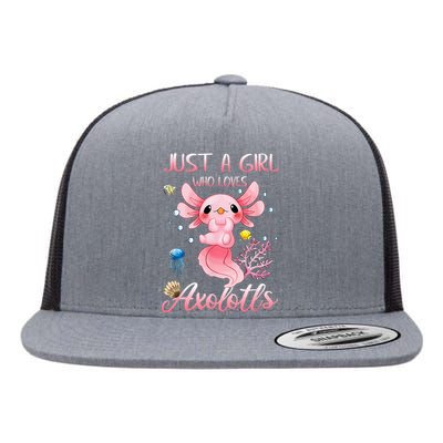 Just A Girl Who Loves Axolotls Kawaii Axolotl Lovers Gift Flat Bill Trucker Hat