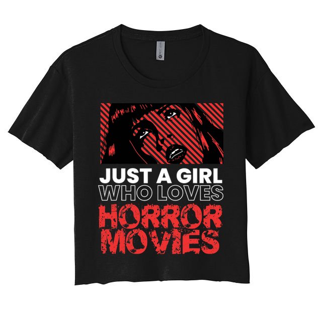 Just A Girl Who Loves Horror Movies Halloween Costume Crop Top