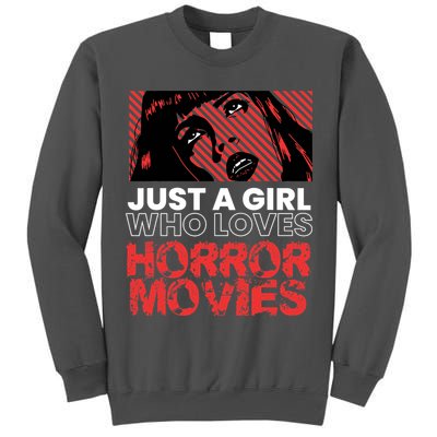 Just A Girl Who Loves Horror Movies Halloween Costume Tall Sweatshirt