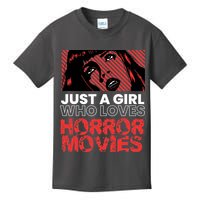 Just A Girl Who Loves Horror Movies Halloween Costume Kids T-Shirt