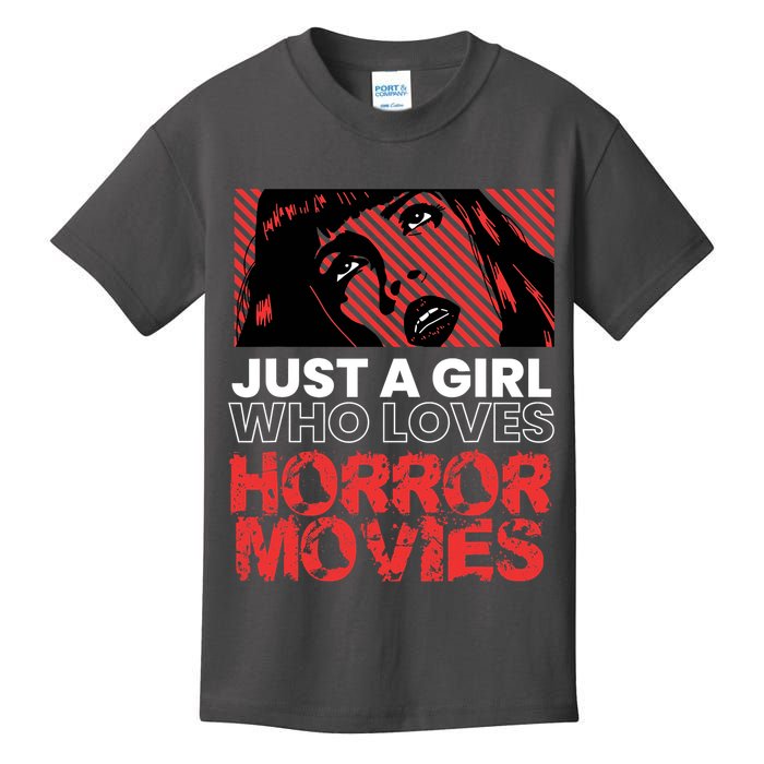 Just A Girl Who Loves Horror Movies Halloween Costume Kids T-Shirt