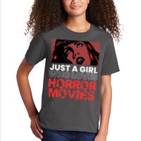 Just A Girl Who Loves Horror Movies Halloween Costume Kids T-Shirt