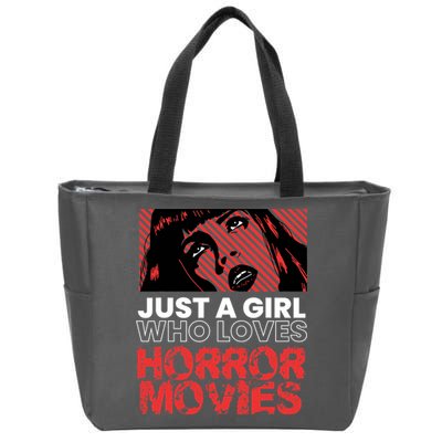 Just A Girl Who Loves Horror Movies Halloween Costume Zip Tote Bag
