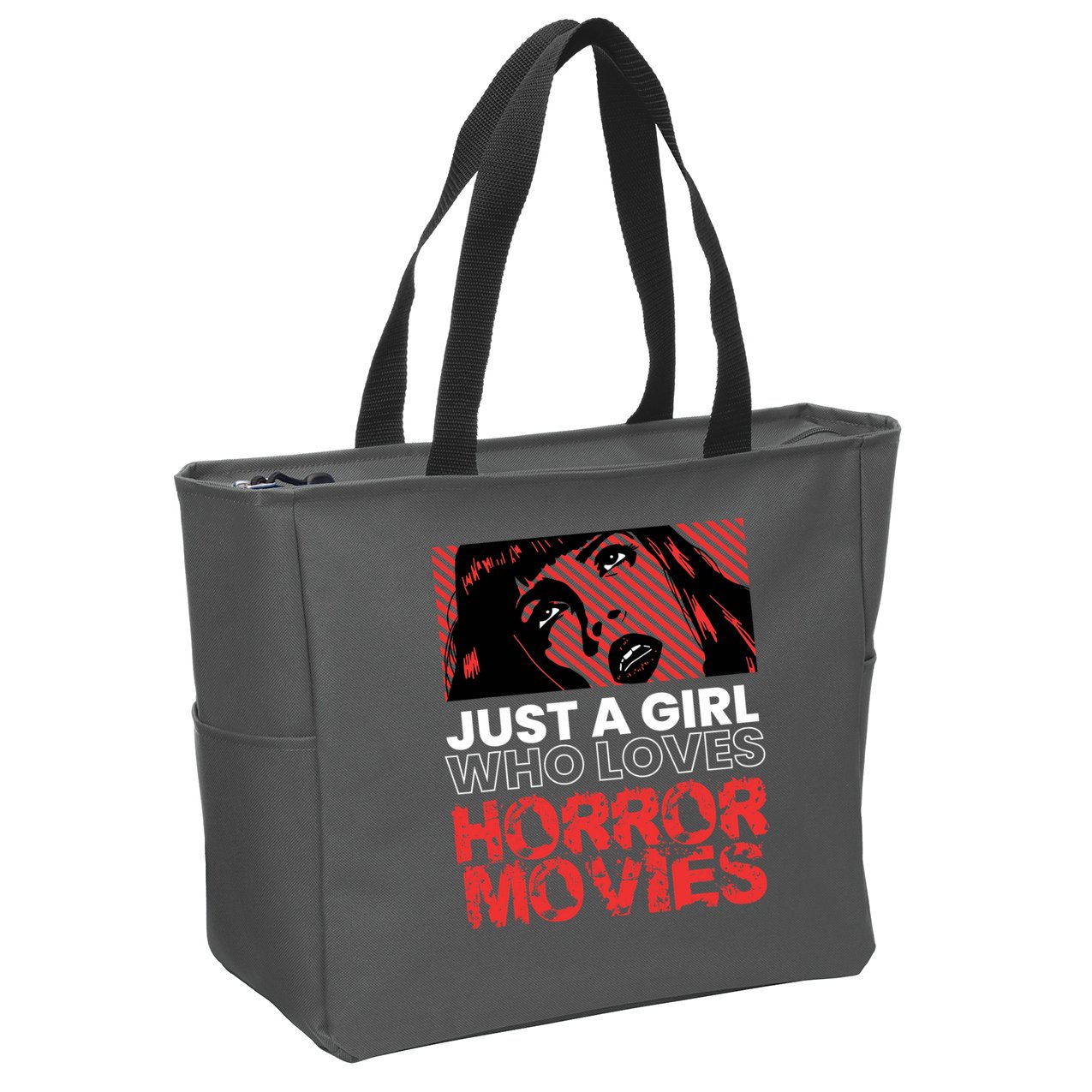 Just A Girl Who Loves Horror Movies Halloween Costume Zip Tote Bag