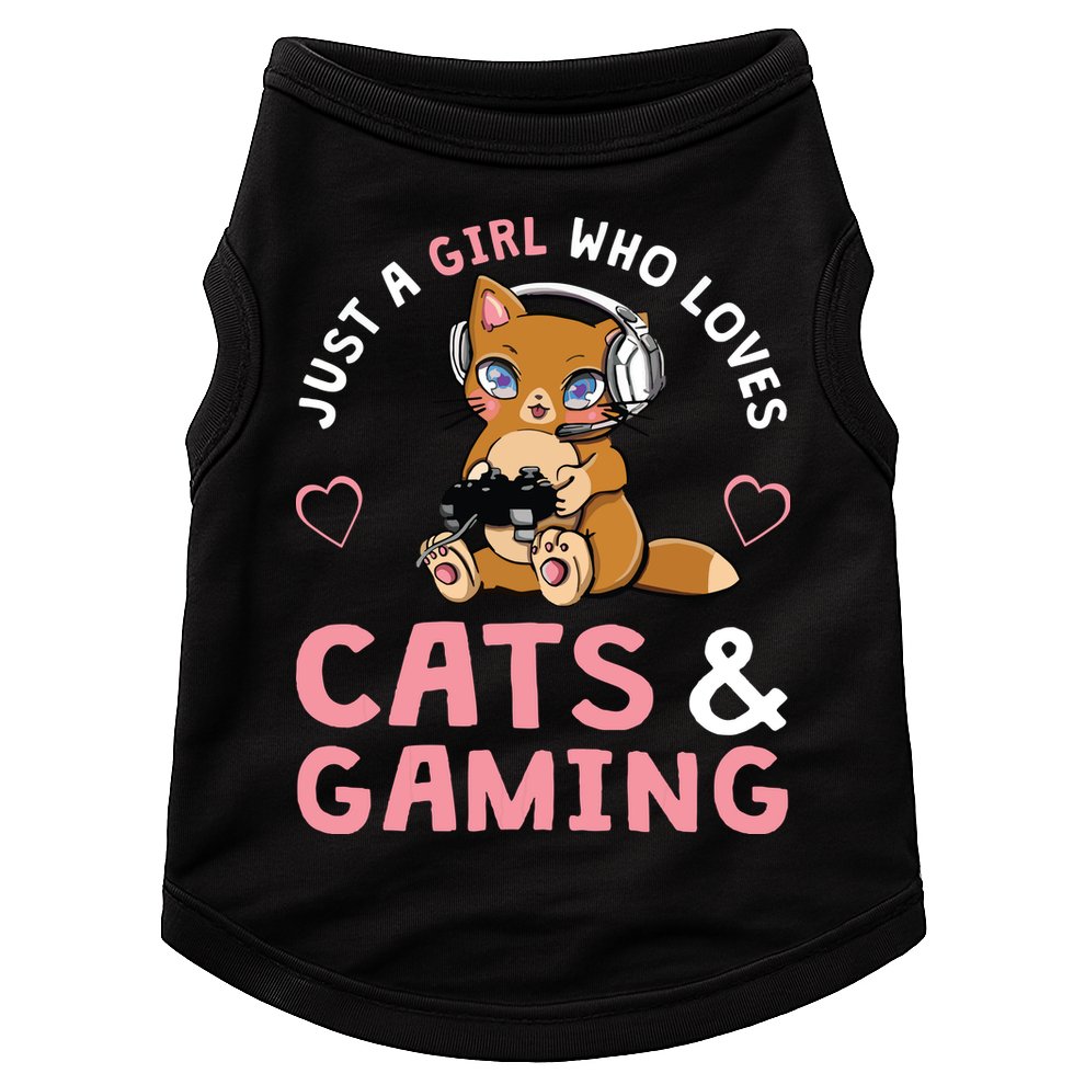 Just A Girl Who Loves Cats And Gaming Cute Gamer Cat Doggie Tank