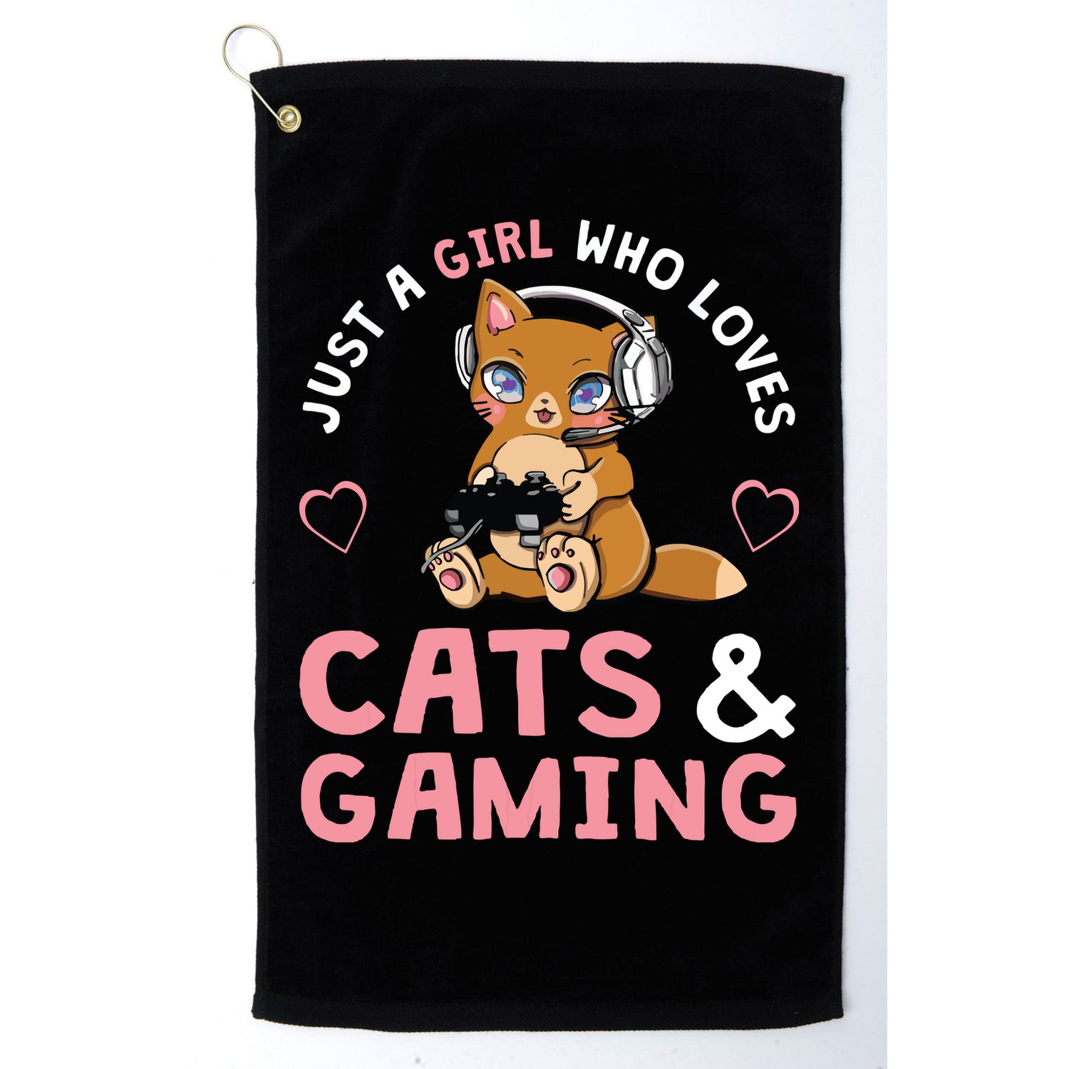 Just A Girl Who Loves Cats And Gaming Cute Gamer Cat Golf Towel