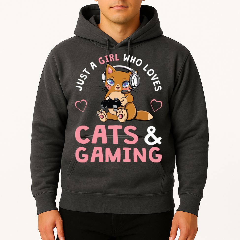 Just A Girl Who Loves Cats And Gaming Cute Gamer Cat Hoodie