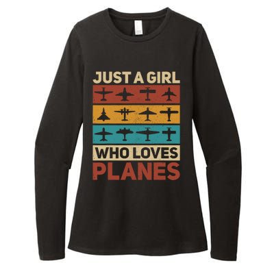 Just A Girl Who Loves Planes Pilot Plane Aviation Airplane Womens CVC Long Sleeve Shirt