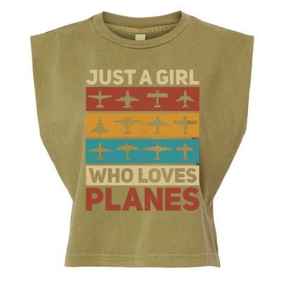 Just A Girl Who Loves Planes Pilot Plane Aviation Airplane Garment-Dyed Women's Muscle Tee