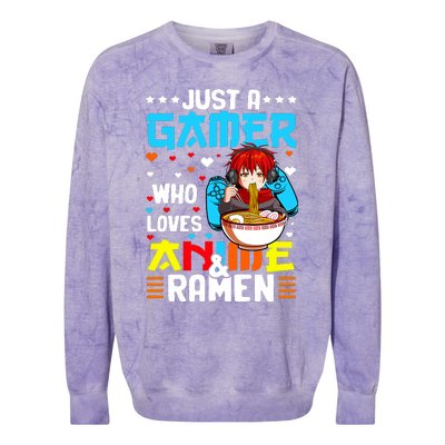 Just A Gamer Who Loves Anime And Ra Boy Colorblast Crewneck Sweatshirt