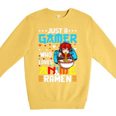 Just A Gamer Who Loves Anime And Ra Boy Premium Crewneck Sweatshirt